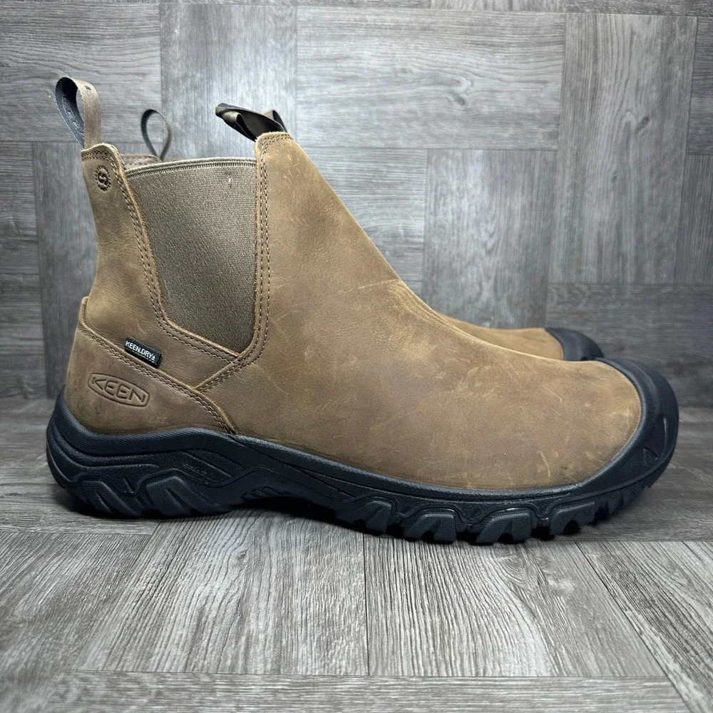 KEEN Anchorage III Chelsea Boots Mens 14 Brown Waterproof Leather NEW
